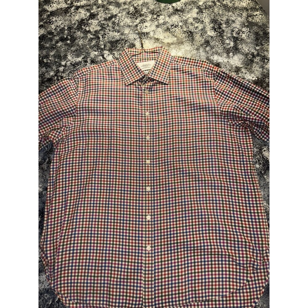 Charles Tyrwhitt Shirt Mens 17.5/35 Red White Blue Check Jermyn Street London